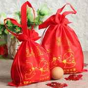 鸡蛋袋子满月喜蛋袋包装回礼喜蛋袋红色带封口手提布袋大小号