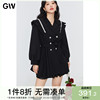gw大码名媛设计感气质，风衣女2024春季黑色高腰收腰显瘦连衣裙