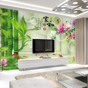 8D电视背景墙壁纸简约现代中式家和墙纸客厅温馨墙影视5d立体壁画