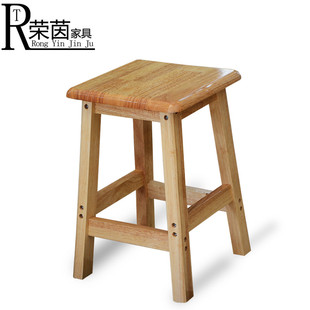 全橡木方凳家用实木餐厅方凳子学生高板凳四方餐桌凳子原木高脚凳