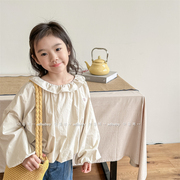 女童韩版蝙蝠袖衬衫春季洋气，可爱范儿童(范，儿童)衬衣宝贝宽松打底衫潮