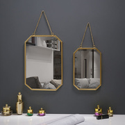 北欧风铁艺方形，挂墙镜卫生间浴室宿舍镜子，挂墙洗漱台壁挂式化妆镜