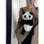 棠主可爱大熊猫公仔双肩包包女2023卡通毛绒背包儿童亲子书包