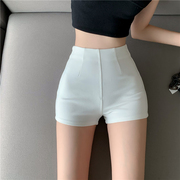 白色超短裤女夏天薄款高腰显瘦2024夏季紧身直筒打底外穿热裤