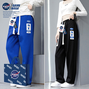 NASA GAVK2022春秋季裤男直筒加绒情侣款九分夏季薄款束脚长裤女
