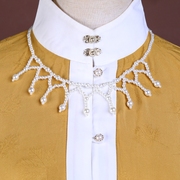 白色蕾丝大项链坎肩珍珠领韩版时尚优雅珍珠披肩配件绳绣立体拍摄