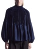 CO版S型2023冬季女装 宽松版型立领灯笼袖褶裥衬衫藏青121740