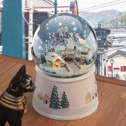 北海道下雪水晶球雪景飘雪花音乐盒八音盒男女生女孩老婆生日礼物