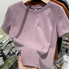 短袖t恤女装棉质香芋，紫色宽松正肩体桖夏季2022圆领简约基础上衣