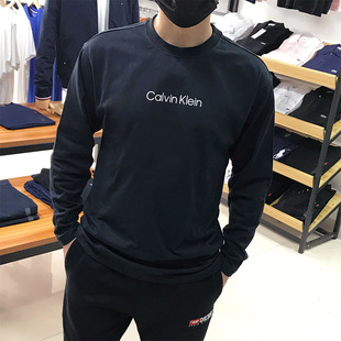 北美ckcalvinklein男厚os宽版简约时尚圆领，长袖t恤打底单穿