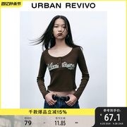 ur女装时尚百搭字母印花紧身短款t恤uwl432006