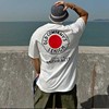 东大门韩国男装短袖t恤潮流英文字母，水洗色几何圆环图案体恤