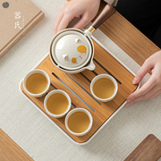 高档旅行茶具套装便携式户外茶具收纳包家用陶瓷功夫茶具泡茶壶