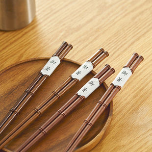 创意竹节木筷子家用实木筷，创意个性日式高档尖头筷子一人一筷套装