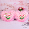5D印花粉色蕾丝桃心情侣十字绣抱枕一对简单绣卧室靠枕结婚礼物