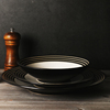 Denby欧式餐具套装 黑色 高档螺纹盘餐厅酒店用品陶瓷牛排盘