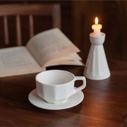 木墨生活 厚白意式咖啡杯 陶瓷杯大容量马克杯拿铁拉花咖啡杯套装
