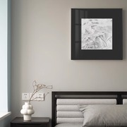 冰川风景小众黑白艺术轻奢挂画正方形高级客厅玄关卧室极简装饰画