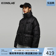 iconslab短款立体多口袋羽绒服情侣潮流保暖加厚外套男秋冬季