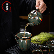 哥窑功夫茶具套装家用送礼冰裂釉陶瓷，盖碗泡茶壶茶杯礼盒装