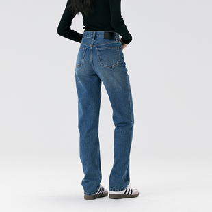 上新价复古美式牛仔裤女直筒裤高腰款2023秋季显瘦长裤子