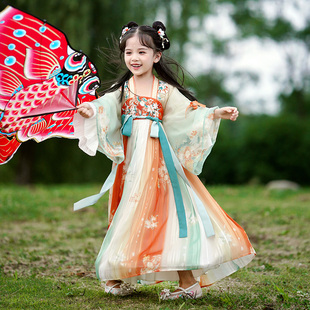 女童汉服夏款2024中国风古装，超仙公主裙儿童，夏唐装(夏唐装)襦裙连衣裙