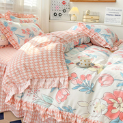 韩式公主风简约可爱床裙款四件套床单被套罩3宿舍三件套床上用品4