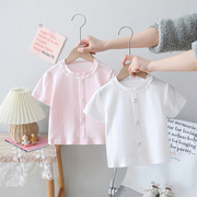 婴儿衣服夏装女童纯棉短袖T恤儿童蕾丝小兔打底衫女宝宝半袖上衣