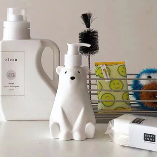 出口单可爱(单可爱)北极熊，白色分装瓶厨房洗手液，ins浴室洗发水乳液按压瓶
