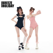 breezeholiday泳衣女温泉学生遮肚显瘦小胸聚拢日系少女连体泳装