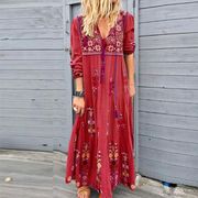 Long Dress for Women 2023 Autumn Beach Bohemian Dresses Casu