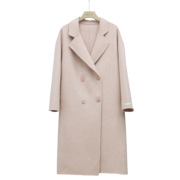 粉色双面羊绒大衣女，2023冬季森系温，柔风中长款气质毛呢外套