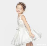 六一儿童节表演服女童白色公主裙花童主持人礼服公主裙蓬蓬裙女童