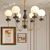 法式中古客厅吊灯简约胡桃木，魔豆餐厅灯，木质美式复古风卧室灯具