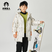 太阳雪人童装男童羽绒服2022儿童字母印花小童羽绒服外套厚冬