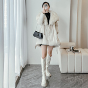 大毛领羽绒服女2023年冬季白色高端时尚中长款白鹅绒加厚外套