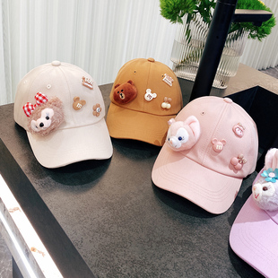 韩版潮童玩偶鸭舌帽，纯棉琳娜贝尔棒球帽男女童，卡通户外遮阳帽
