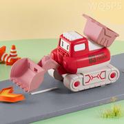 儿童按压小汽车三岁男孩工程车，惯性小车挖掘机，宝宝模型变形玩具车