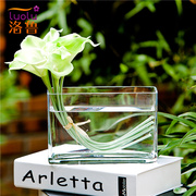 透明玻璃花瓶方口简约创意大号富贵竹水培花瓶花器客厅欧式摆件