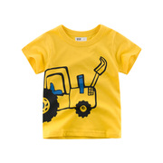 韩系男童夏装儿童t恤短袖丅血男宝衣服帅哥中小童体恤汗衫黄