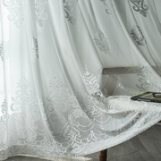 欧式窗纱窗帘g纱帘半遮光浮雕提花客厅卧室阳台隔断纯白色加厚窗