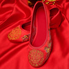 中式新娘鞋秀禾鞋婚鞋，绣花内增高粗高跟流苏复古龙凤鞋红色绣花鞋