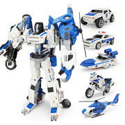 合金变形男孩正版合体警车五合一模型儿童玩具汽车机器人摩托
