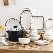 日式陶瓷碗创意组合网红碗碟，高档餐具套装，碗盘家用防烫隔热礼盒装