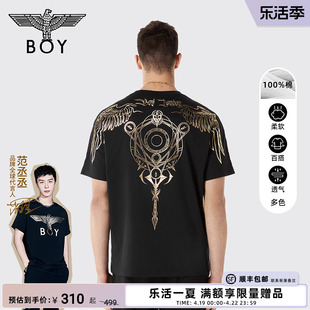 暗黑罗盘boylondon短袖春夏老鹰，logo印花休闲t恤n01039