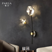 帕莎全铜水晶壁灯轻奢创意卧室，床头现代楼梯，2024客厅墙壁灯具