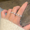 银色猫眼石戒指女小众设计素圈戒指女轻奢高级感尾戒时尚个性指环
