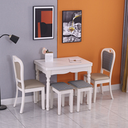 小户型餐桌椅组合简约现代钢化玻璃伸缩餐桌台4人折叠饭桌子家用