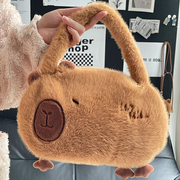 可爱毛绒水豚包2024小众设计卡通，玩偶包趣味(包趣味)公仔手提小包包
