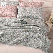 出口韩式碎花衍缝被夹棉可水洗四季床单绗缝被床盖三件套粉色蓝色